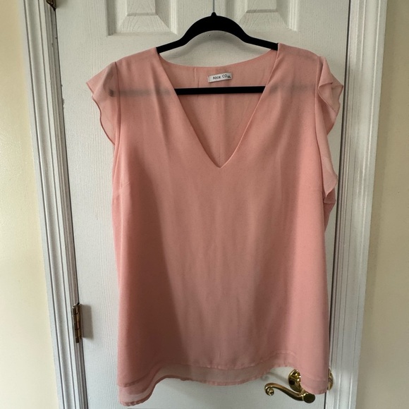 Pink Relaxed Blouse with Cap Sleeves - Picture 1 of 3